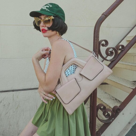 Jeffrey Campbell very rare Lorelai Tan and cream leather crossbody bag $285 - Picture 1 of 8
